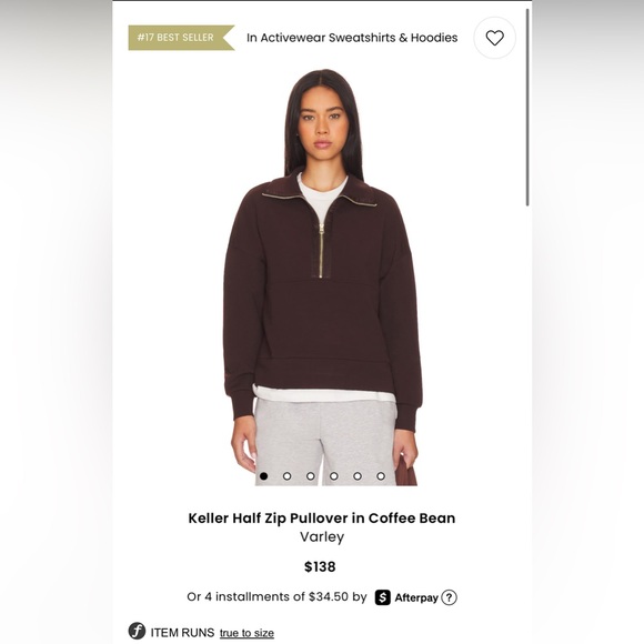 Varley Keller Half Zip Pullover in Coffee Bean NWOT - Picture 5 of 11